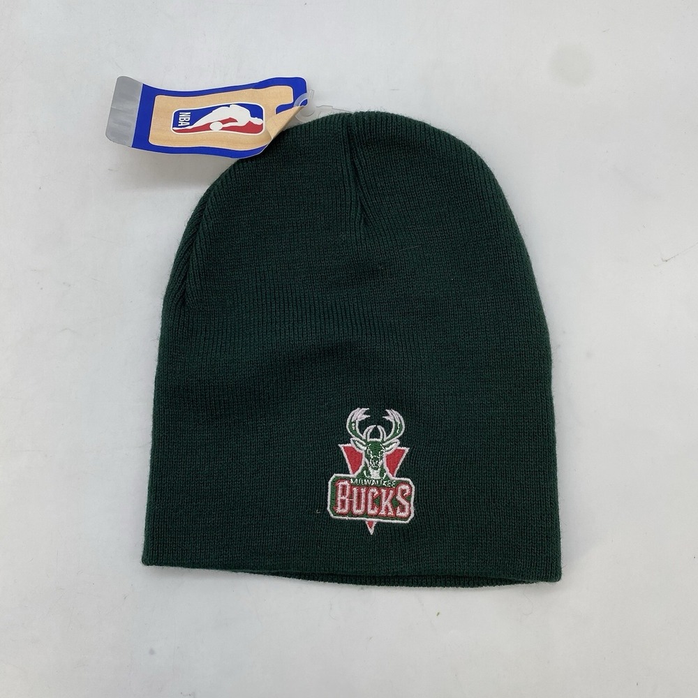 Milwaukee Bucks 80s LOGO Skull Cap Knit Beanie Hat Adidas NEW NWOT Green NBA